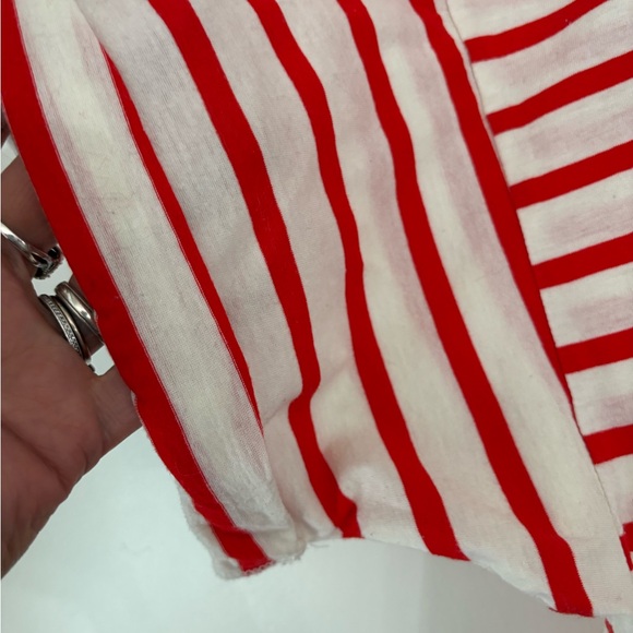 J crew Red and White Striped Cuffed Sleeve T-Shirt Size Large - Picture 4 of 6